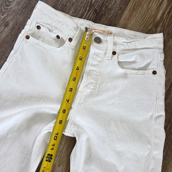 Levi's Premium Women's Wedgie Straight Leg Button Fly Denim Jean's White Frayed - Picture 10 of 16